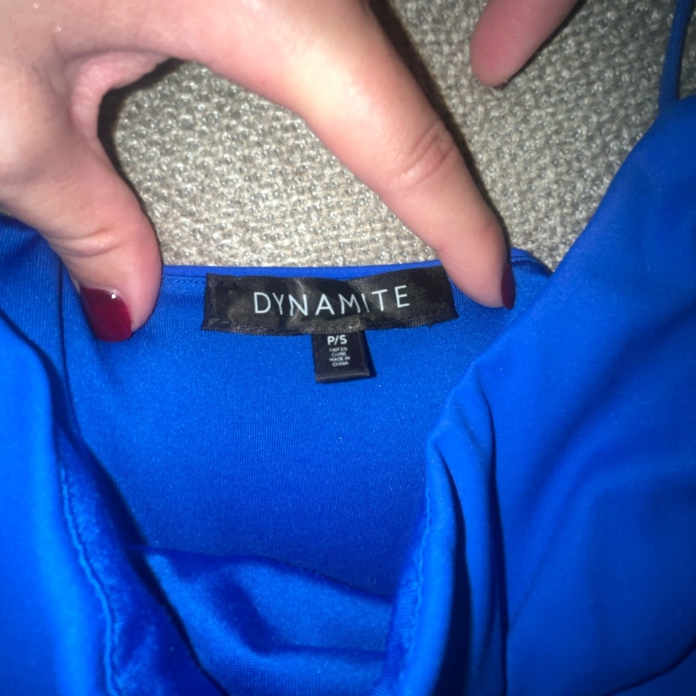 Dynamite Vibrant Blue Midi Dress with Slit - Picture 6 of 6